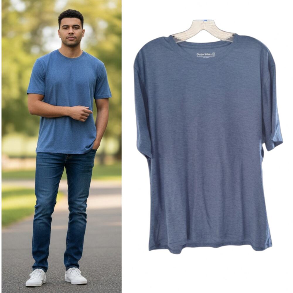 Outdoor Voices Blue Stretch Jersey Knit Crew Neck Activewear T-Shirt XL